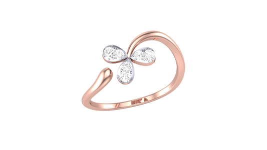 Eclat Vintage Petal Ring In Rose Gold - 0.11 Ct Round Diamonds
