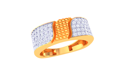 Éclat Mosaïque Signature Gold Ring – 0.9 Ct Round Diamond Pavé Band