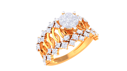 Artisan Couronne Lattice – 0.52 Ct Brilliant Round Diamond Gold Ring