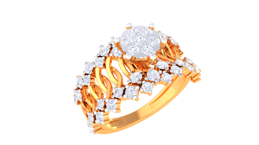 Artisan Couronne Lattice – 0.52 Ct Brilliant Round Diamond Gold Ring
