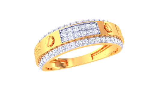 Lumière Soleil Pavé Gold Band – 0.49 Ct Round Diamond Ring