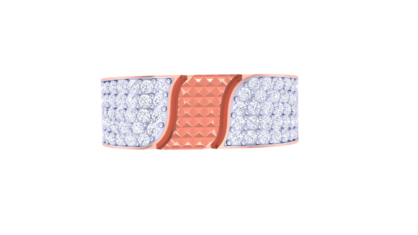 Éclat Mosaïque Signature Gold Ring – 0.9 Ct Round Diamond Pavé Band