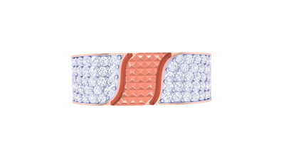 Éclat Mosaïque Signature Gold Ring – 0.9 Ct Round Diamond Pavé Band