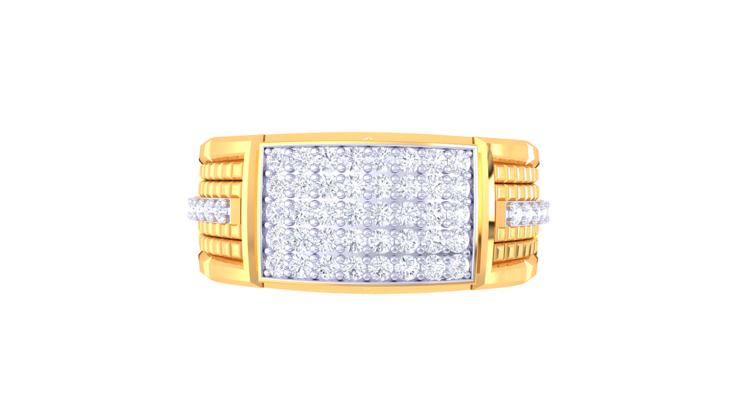 Lumière Rectangulaire Brille – 0.41 Ct Round Diamond Gold Ring