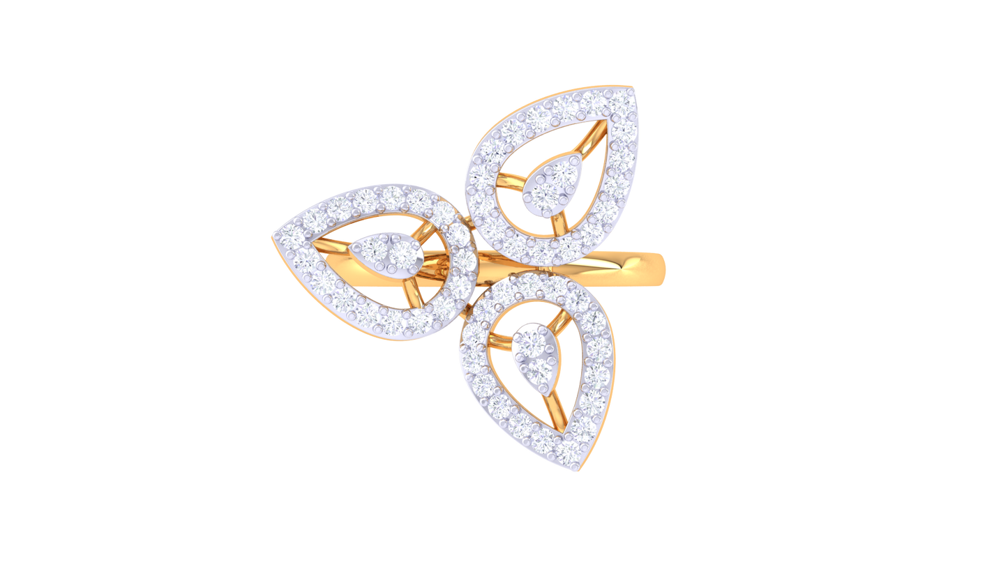 Lumiere Leaflight Grace Ring In Rose Gold - 0.48 Ct Pave Set Diamonds