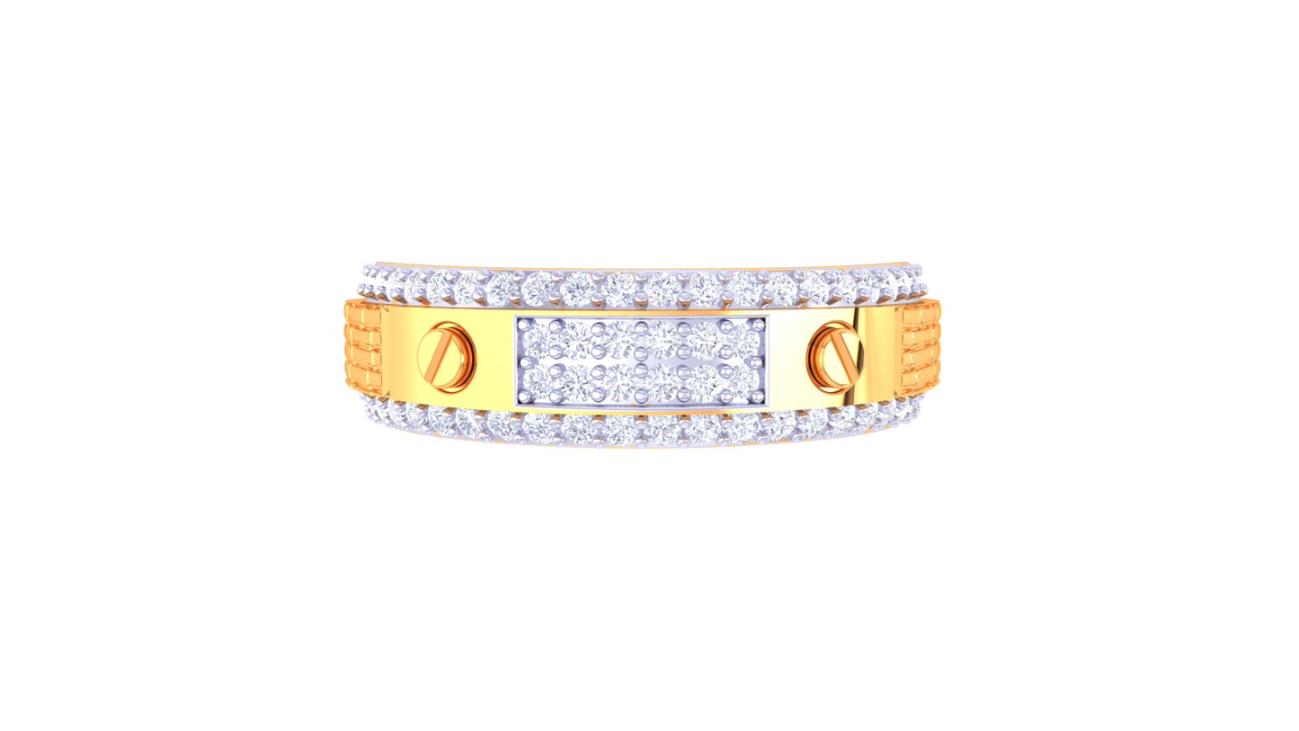 Lumière Soleil Pavé Gold Band – 0.49 Ct Round Diamond Ring