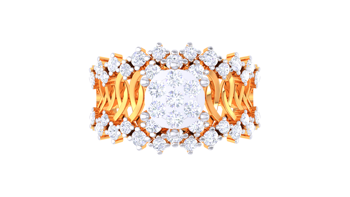 Artisan Couronne Lattice – 0.52 Ct Brilliant Round Diamond Gold Ring