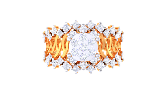 Artisan Couronne Lattice – 0.52 Ct Brilliant Round Diamond Gold Ring