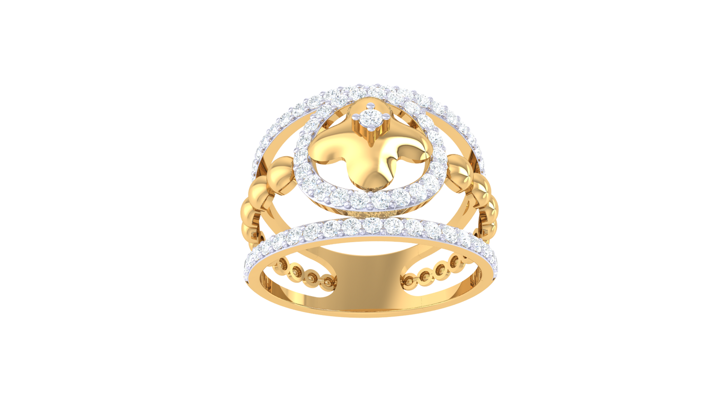 Lumiere Fleur Radiance Ring In Gold – 0.52 Ct Diamonds With Regal Grace