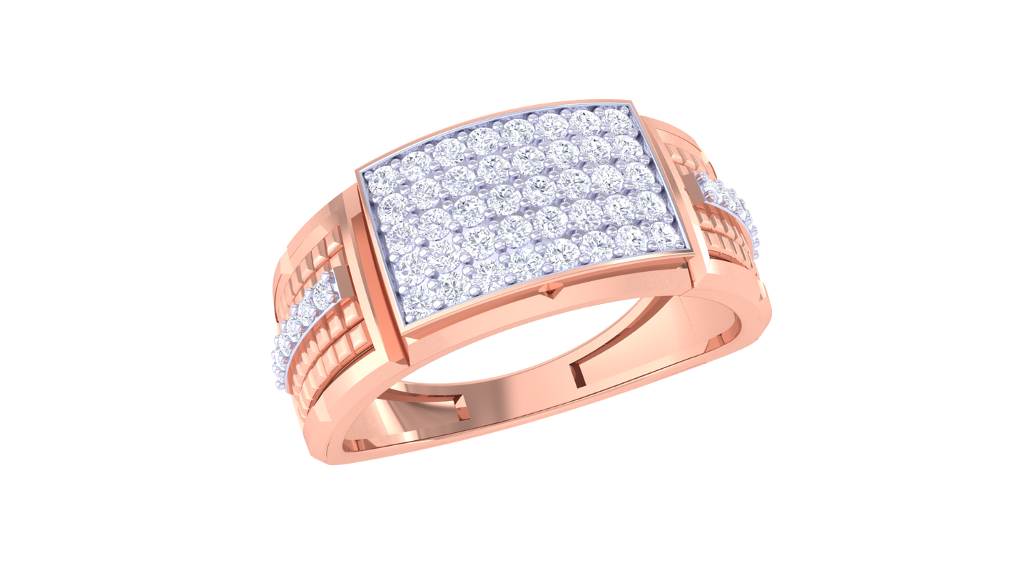 Lumière Rectangulaire Brille – 0.41 Ct Round Diamond Gold Ring