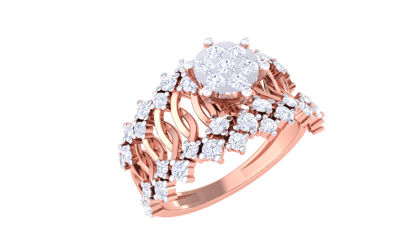 Artisan Couronne Lattice – 0.52 Ct Brilliant Round Diamond Gold Ring