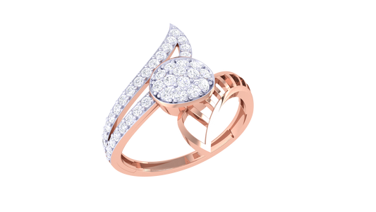 Eclat Romantic Swirl Cluster Rose Gold Ring - 0.34 Ct Round Diamonds