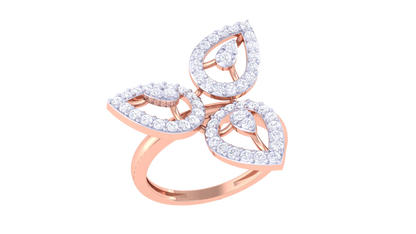 Lumiere Leaflight Grace Ring In Rose Gold - 0.48 Ct Pave Set Diamonds