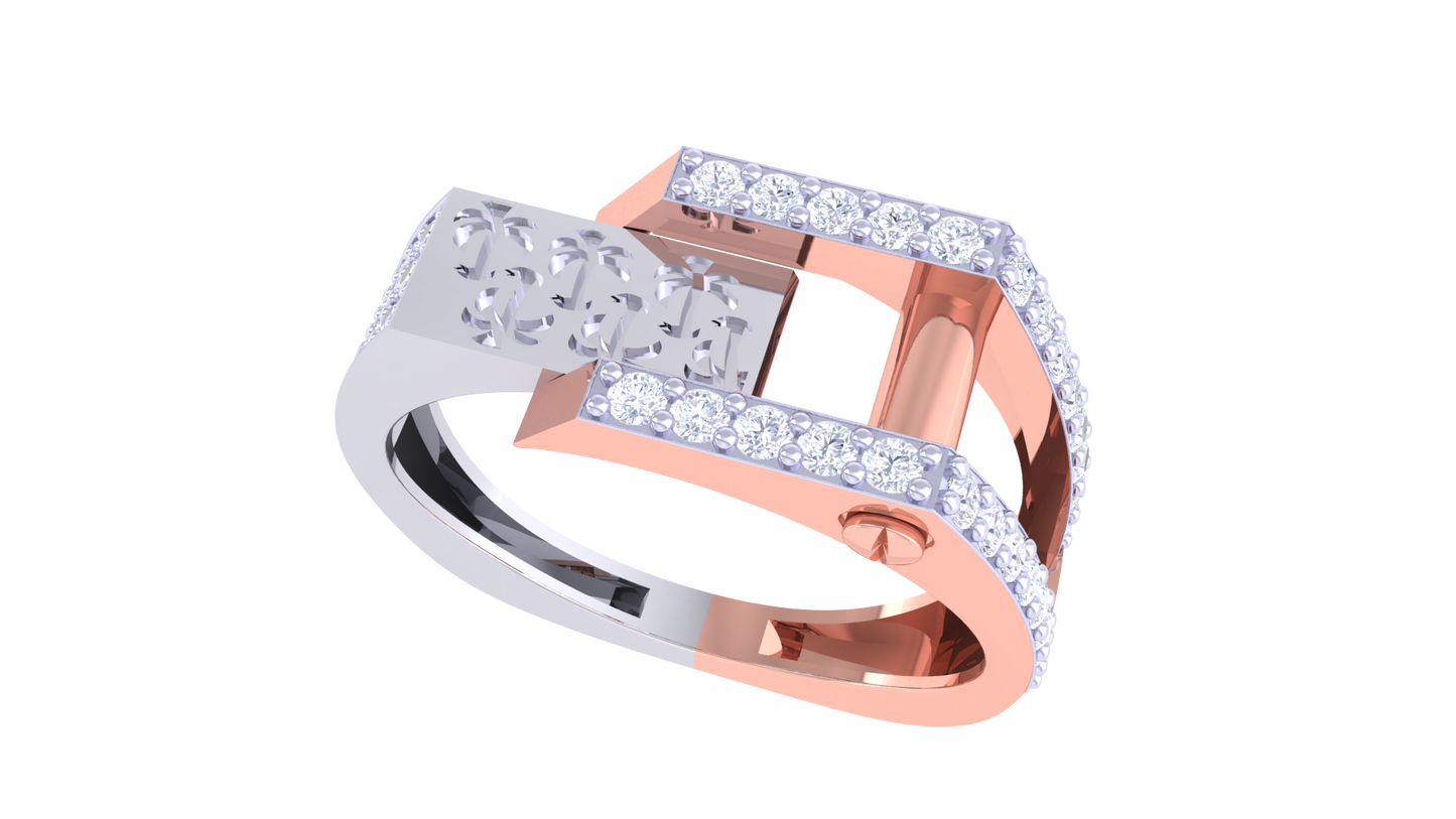 Éclat Signature Geometric Rose Gold Ring – 0.49 Ct Diamond Band