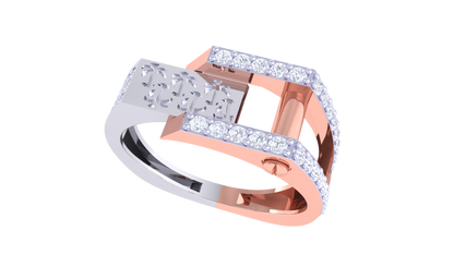 Éclat Signature Geometric Rose Gold Ring – 0.49 Ct Diamond Band