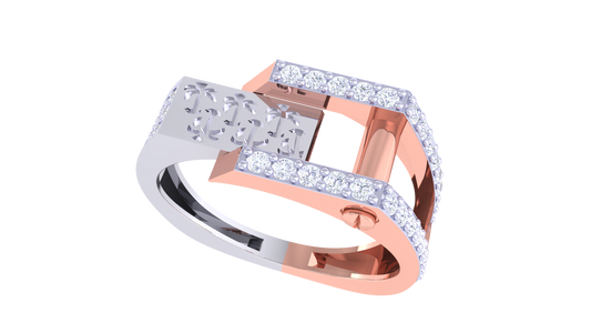 Éclat Signature Geometric Rose Gold Ring – 0.49 Ct Diamond Band