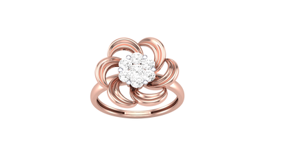 Eclat Fleuron Floral Embrace Rose Gold Ring - 0.45 Ct Round Diamond Cluster