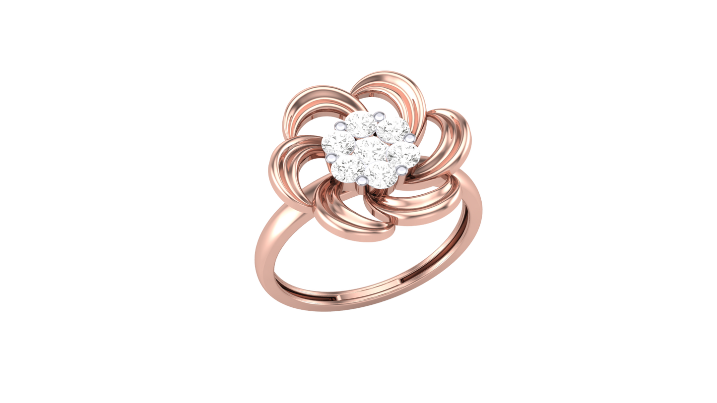 Eclat Fleuron Floral Embrace Rose Gold Ring - 0.45 Ct Round Diamond Cluster