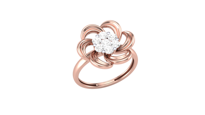Eclat Fleuron Floral Embrace Rose Gold Ring - 0.45 Ct Round Diamond Cluster