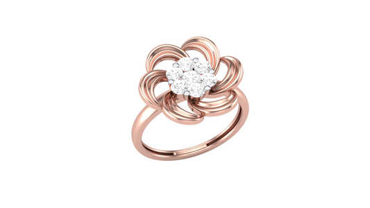 Eclat Fleuron Floral Embrace Rose Gold Ring - 0.45 Ct Round Diamond Cluster