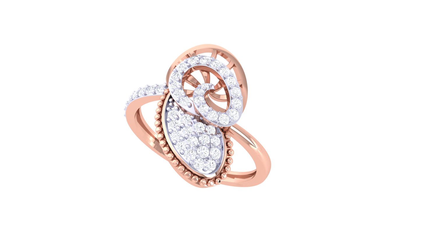 Lumiere Teardrop Swirl and Spark Ring In Rose Gold – 0.37 Ct Round Shimmering Diamonds
