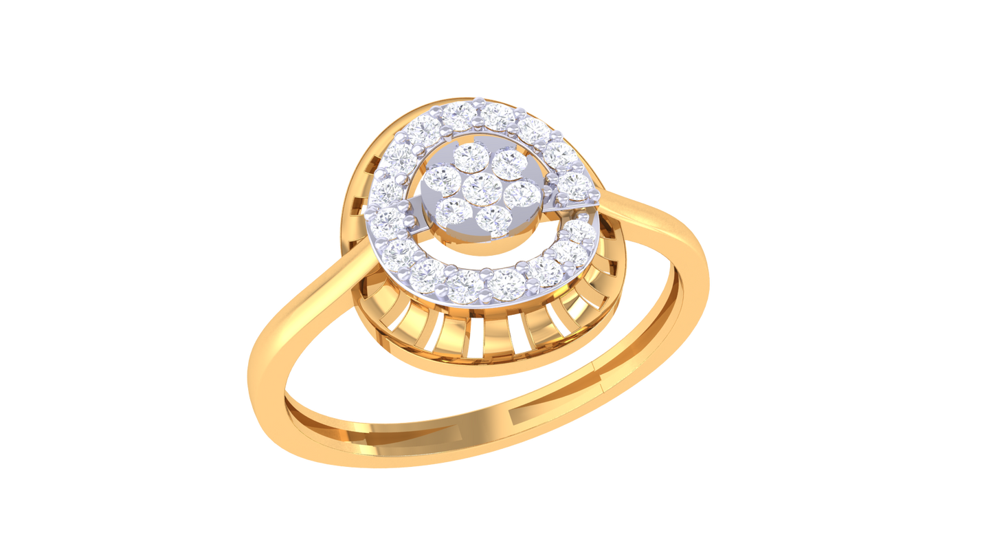 Eclat Fleuron Floral Teardrop Rose Gold Ring – 0.21 Ct Brillant Cut Diamonds Cluster