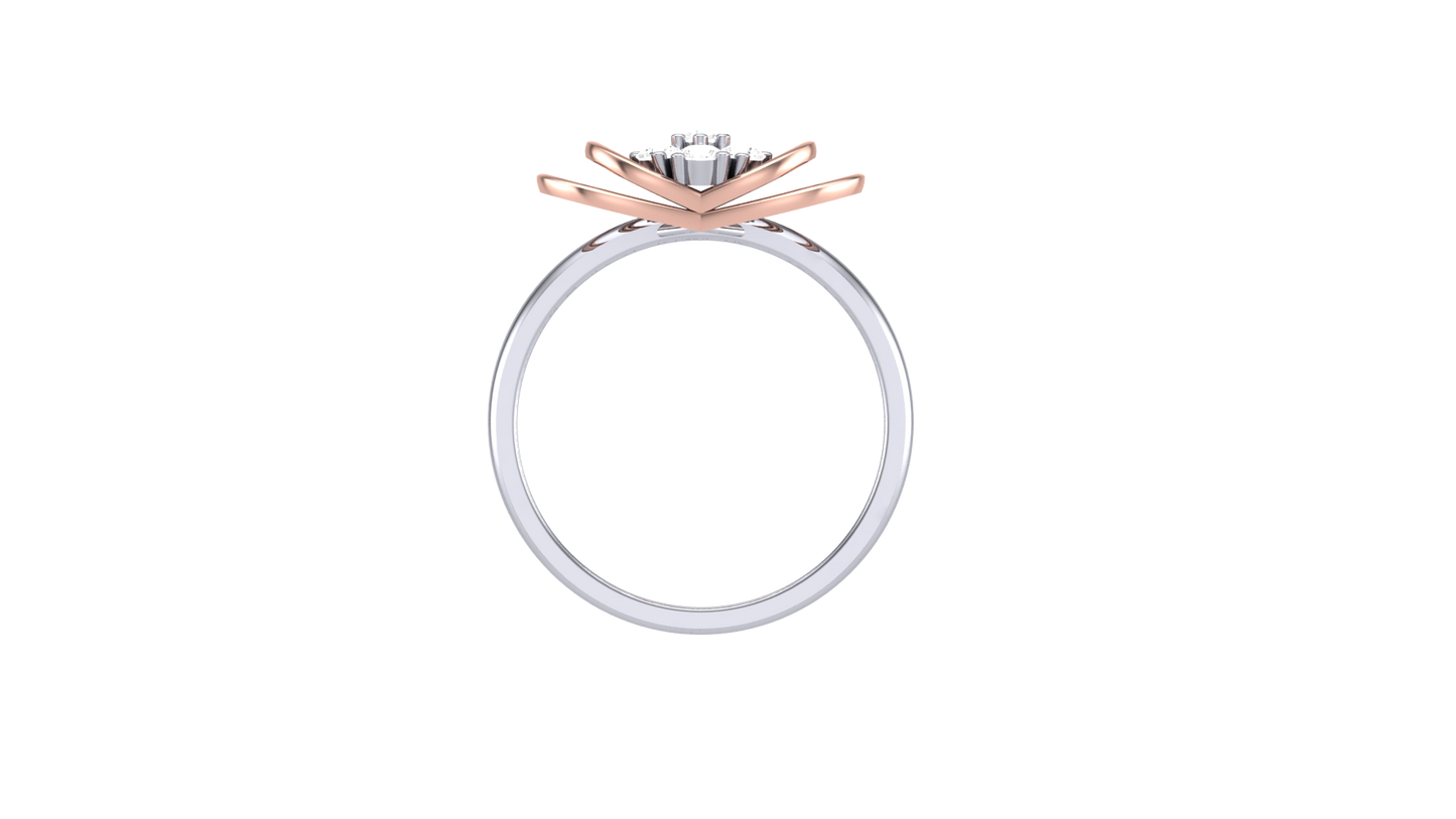 Eclat Harmonious Flora Ring - 0.18 Ct Diamond Cluster In Rose and White Gold