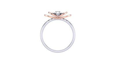 Eclat Harmonious Flora Ring - 0.18 Ct Diamond Cluster In Rose and White Gold