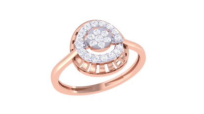 Eclat Fleuron Floral Teardrop Rose Gold Ring – 0.21 Ct Brillant Cut Diamonds Cluster