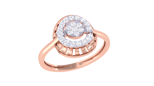 Eclat Fleuron Floral Teardrop Rose Gold Ring – 0.21 Ct Brillant Cut Diamonds Cluster
