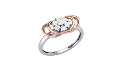 Eclat Harmonious Flora Ring - 0.18 Ct Diamond Cluster In Rose and White Gold