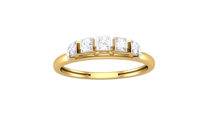 Lumiere Radiant Fan Motif Gold Ring - 0.21 Ct Round Diamond Accents