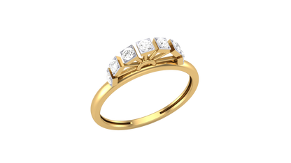 Lumiere Radiant Fan Motif Gold Ring - 0.21 Ct Round Diamond Accents