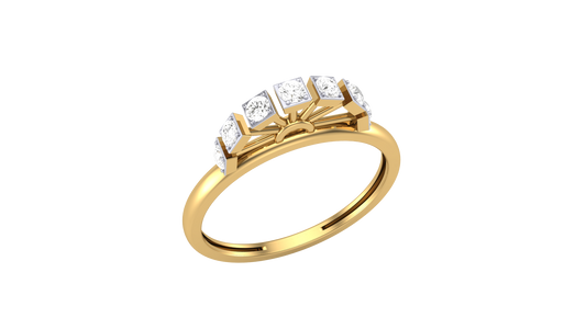 Lumiere Radiant Fan Motif Gold Ring - 0.21 Ct Round Diamond Accents