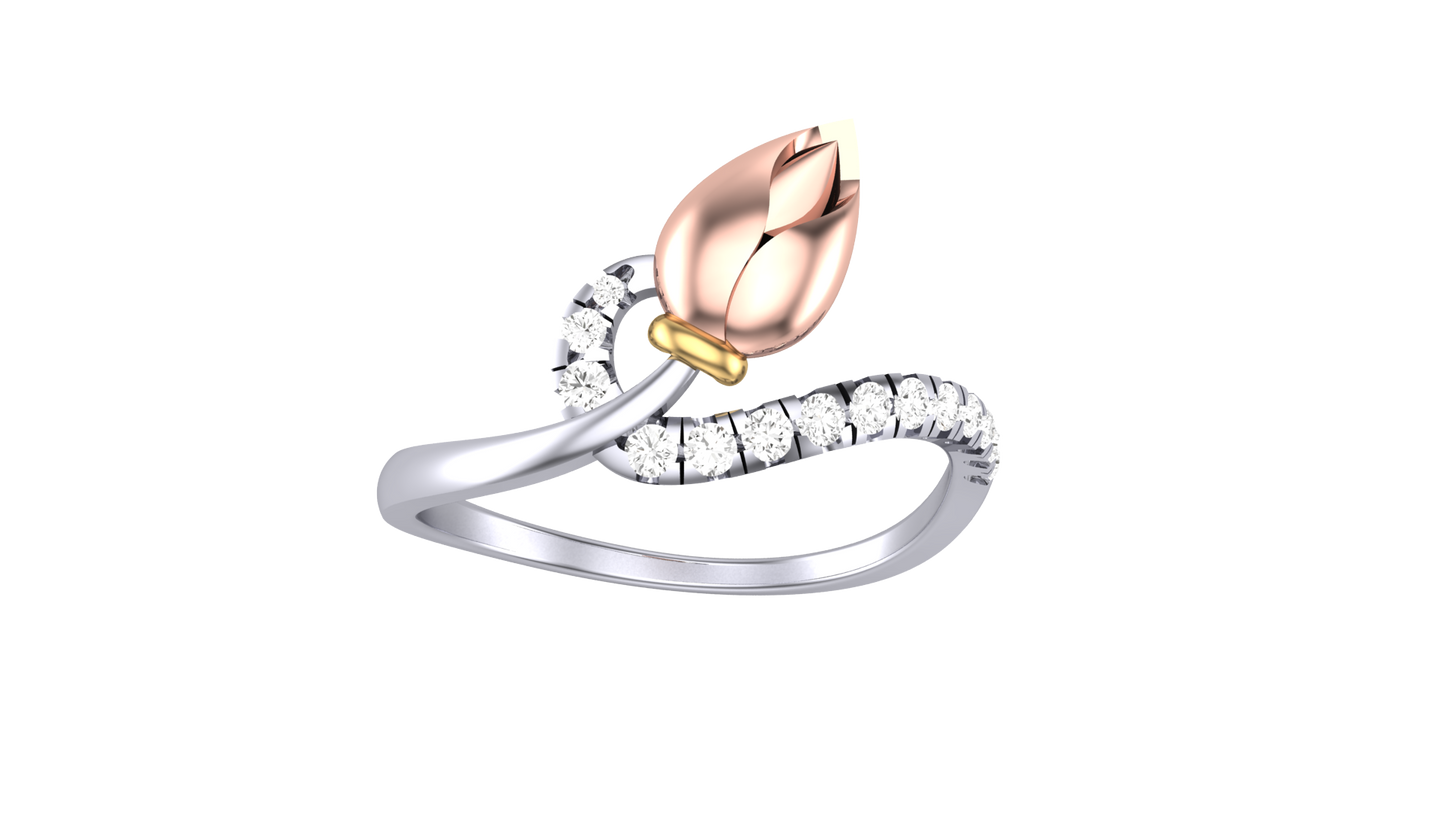 Lumiere Trio Bloom Ring In Tri-Tone Gold - 0.17 Ct  Round Diamond Accents