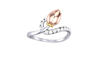 Lumiere Trio Bloom Ring In Tri-Tone Gold - 0.17 Ct  Round Diamond Accents
