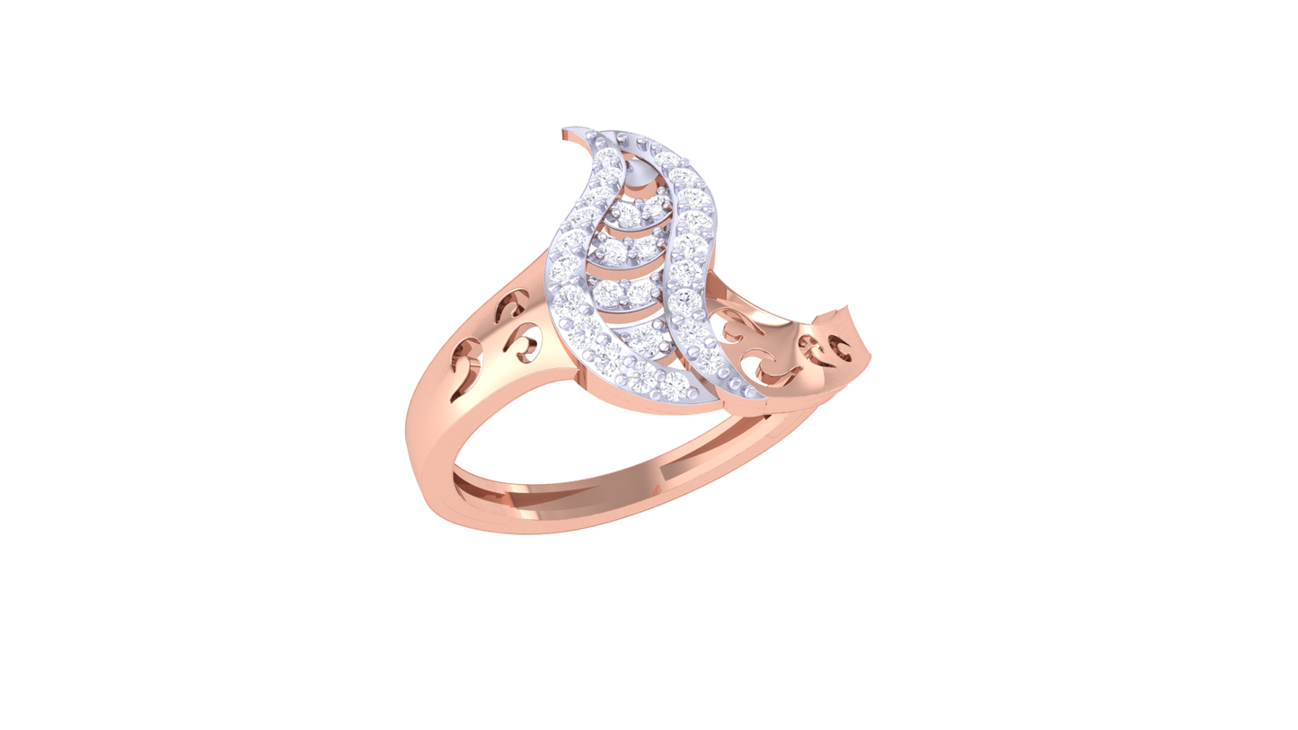 Lumiere Heartleaf Harmony Ring In Rose Gold – 0.36 Ct Brillent Cut Diamonds