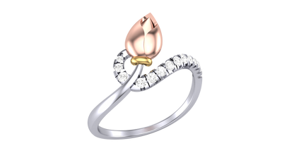 Lumiere Trio Bloom Ring In Tri-Tone Gold - 0.17 Ct  Round Diamond Accents