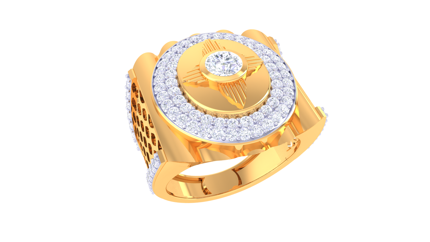Lumière Orbital Radiance – 1.25 Ct Round Diamond Gold Ring