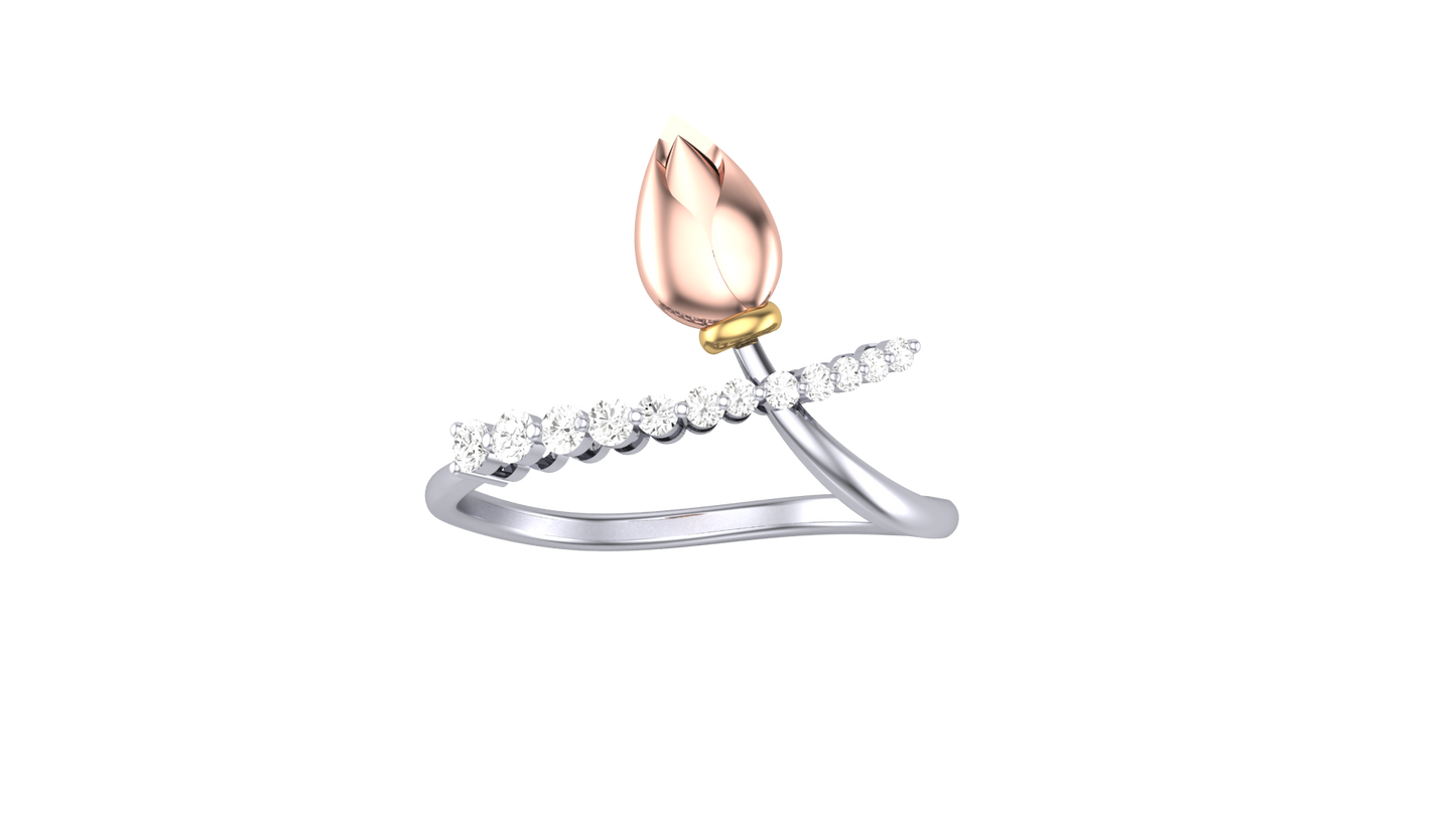 Lumiere Flame Petal Ring In Dual-Tone Gold - 0.11 Ct Diamond Accents