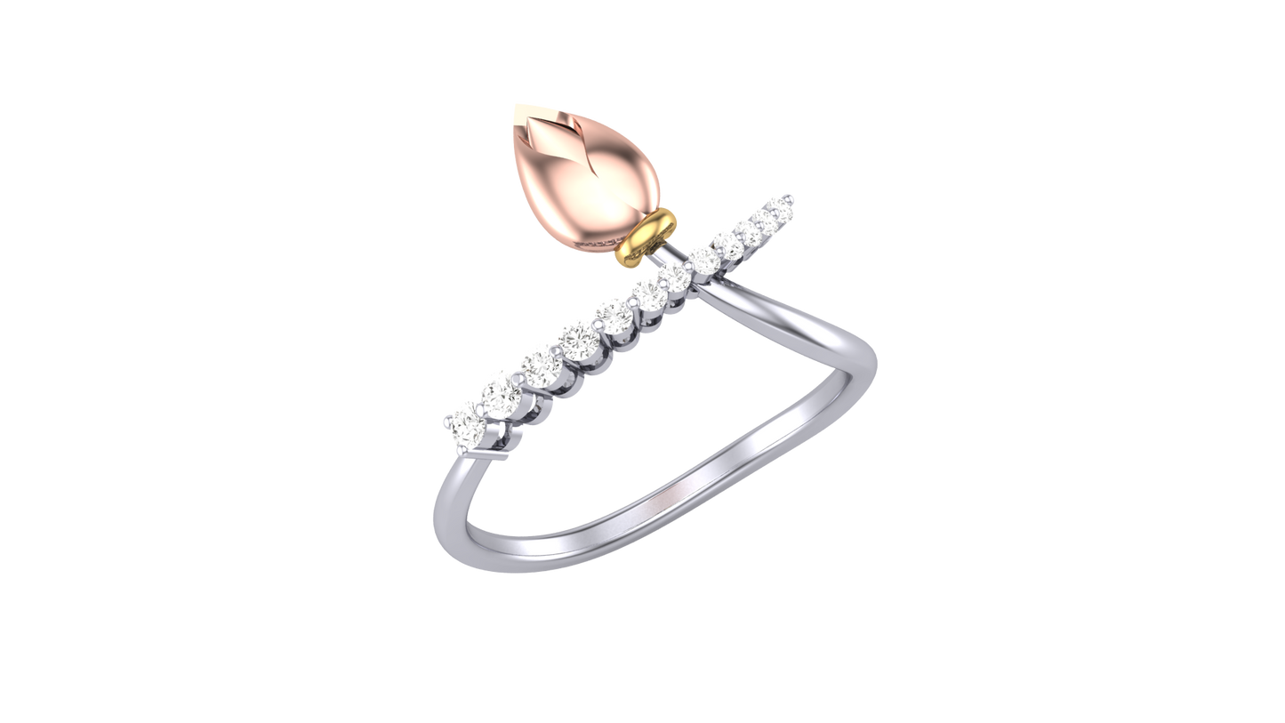 Lumiere Flame Petal Ring In Dual-Tone Gold - 0.11 Ct Diamond Accents