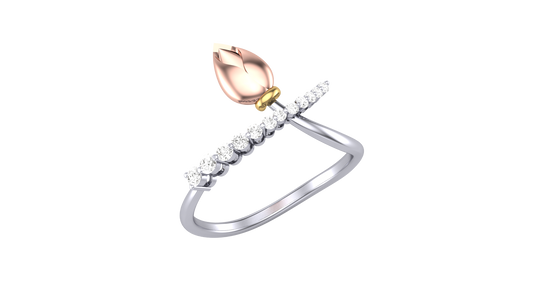Lumiere Flame Petal Ring In Dual-Tone Gold - 0.11 Ct Diamond Accents