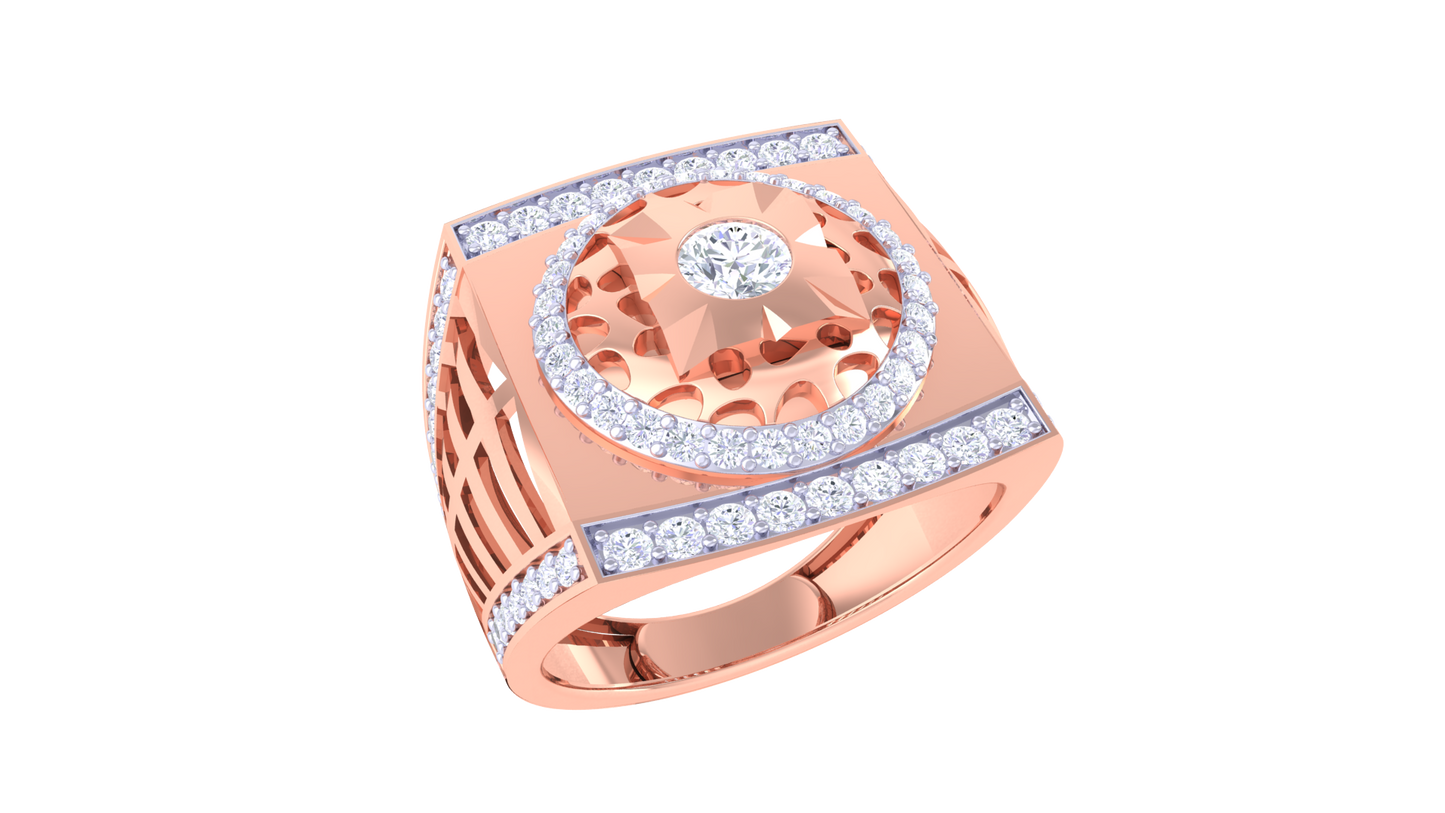 Artisan Soleil Majesté – 0.99 Ct Round Diamond Gold Ring