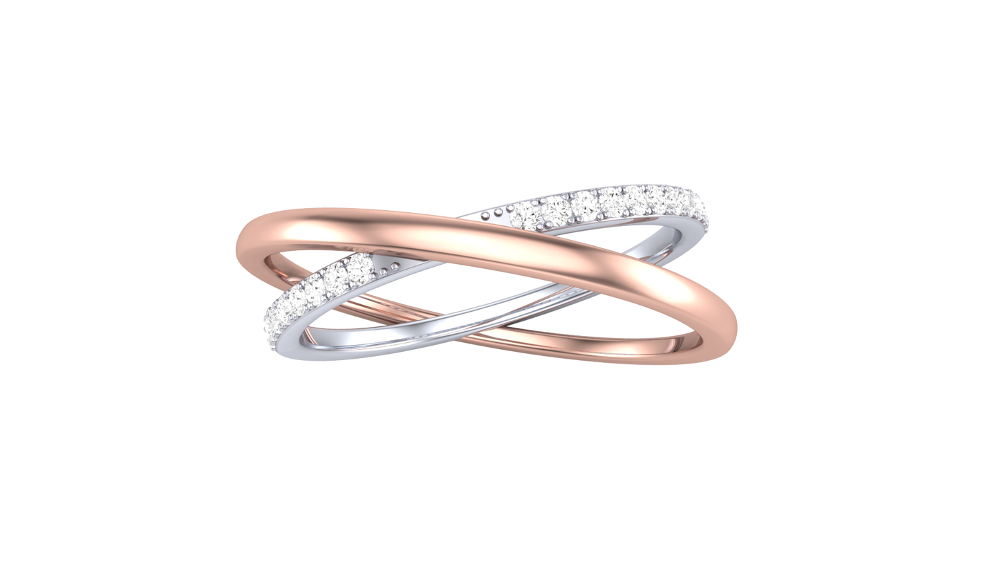 Lumiere Intertwined Harmony Ring in Dual-Tone Gold - 0.12 Ct Brillent Cut Round Diamond Accents