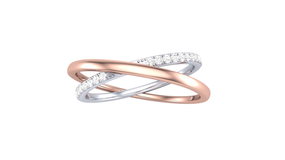 Lumiere Intertwined Harmony Ring in Dual-Tone Gold - 0.12 Ct Brillent Cut Round Diamond Accents