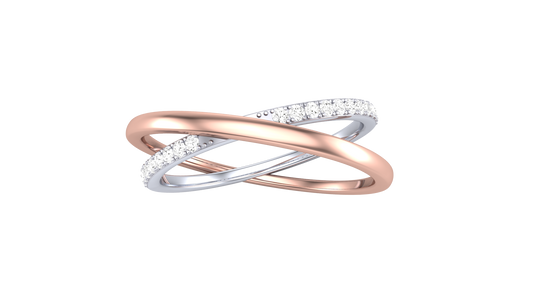 Lumiere Intertwined Harmony Ring in Dual-Tone Gold - 0.12 Ct Brillent Cut Round Diamond Accents