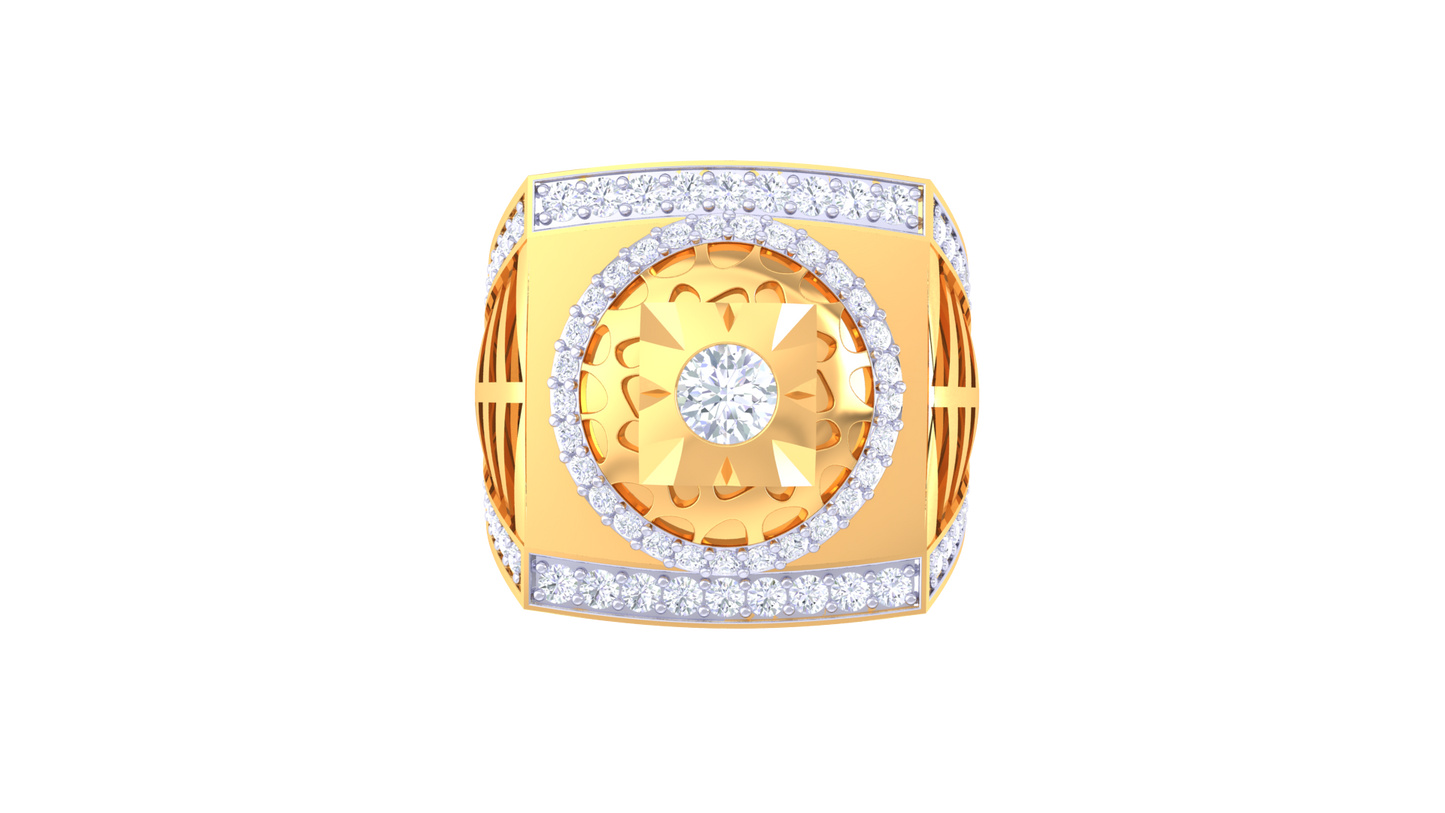Artisan Soleil Majesté – 0.99 Ct Round Diamond Gold Ring