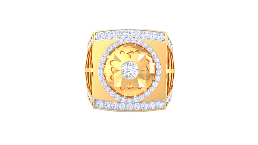 Artisan Soleil Majesté – 0.99 Ct Round Diamond Gold Ring