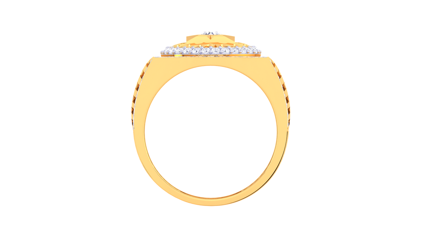 Artisan Soleil Majesté – 0.99 Ct Round Diamond Gold Ring
