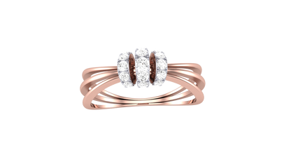 Eclat Mosaique Three Petal Rose Gold Ring - 0.24 Ct Round Diamonds Detailing